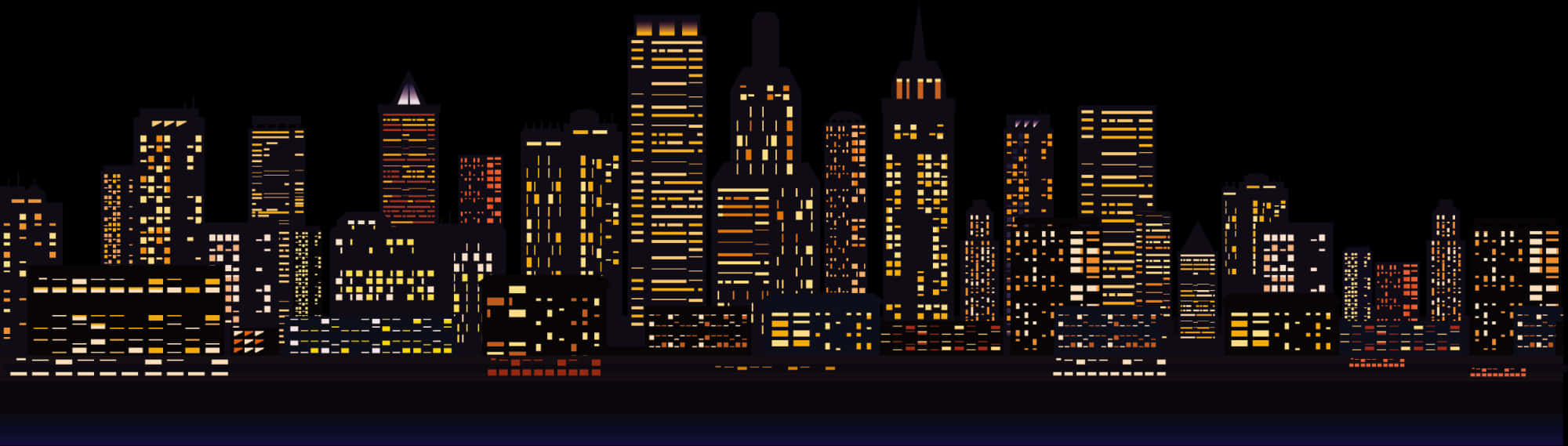 City Skyline Night Illustration