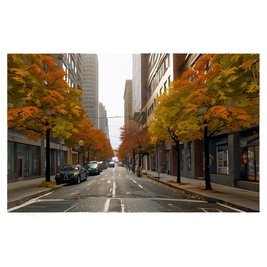 City Street During Autumn Png 06252024