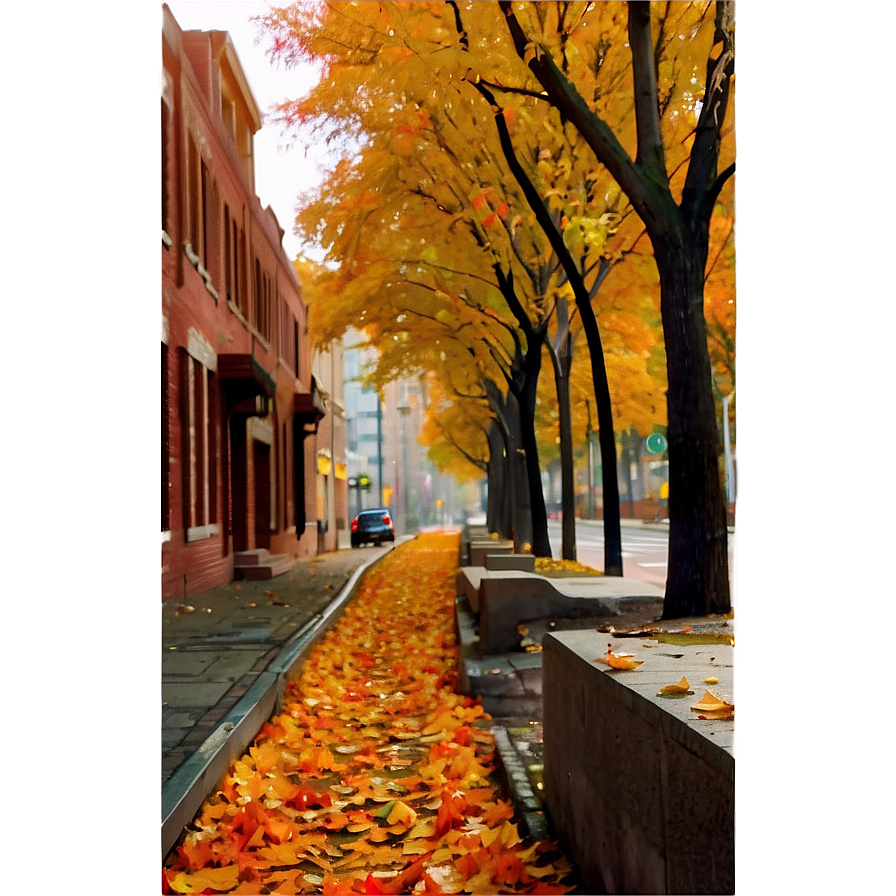 City Street During Autumn Png 60