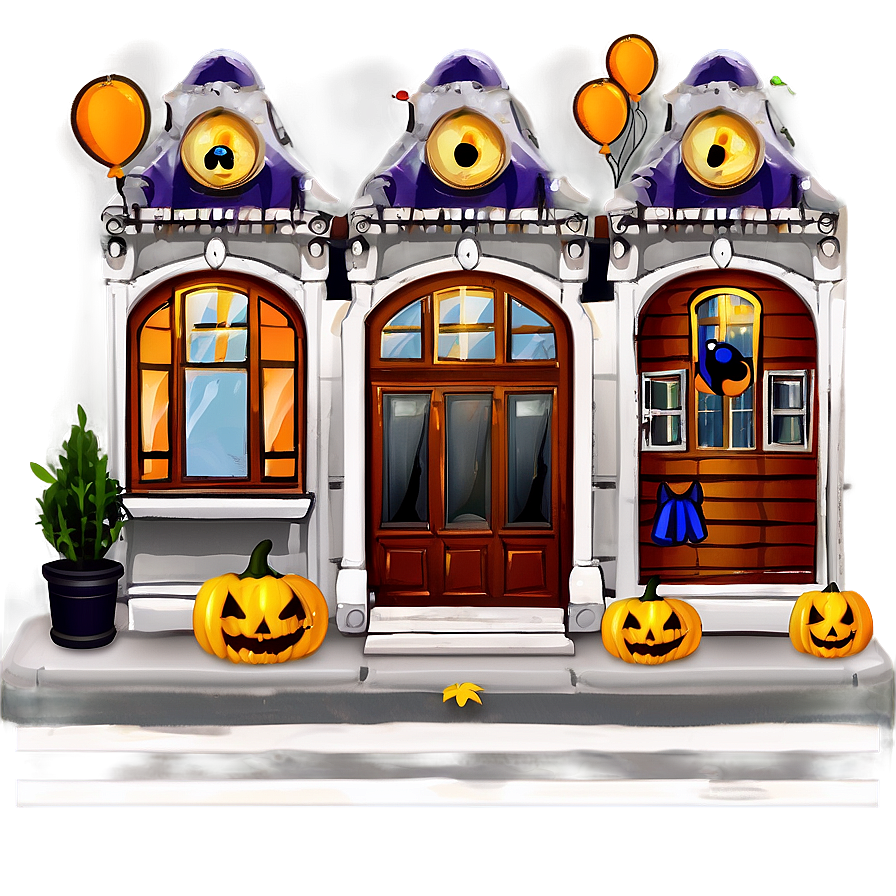 City Street With Halloween Decor Png 06252024