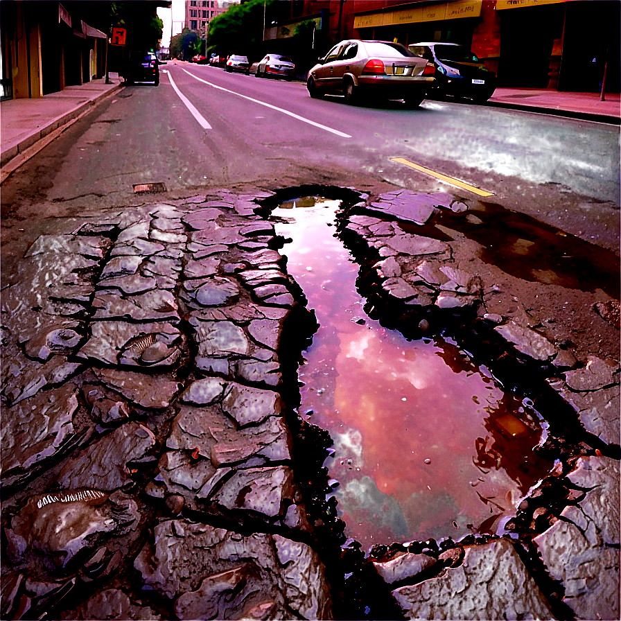 City Street With Potholes Png 39