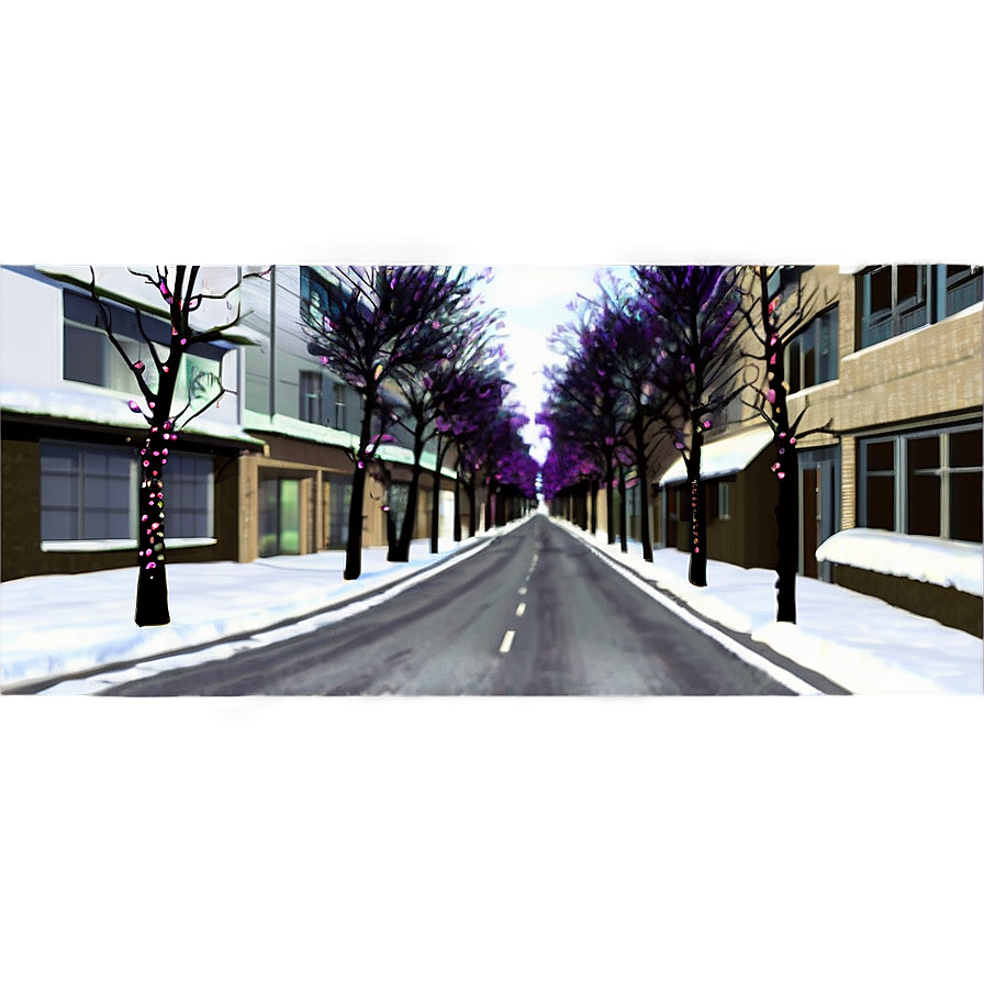 City Street With Seasonal Decorations Png Ida67