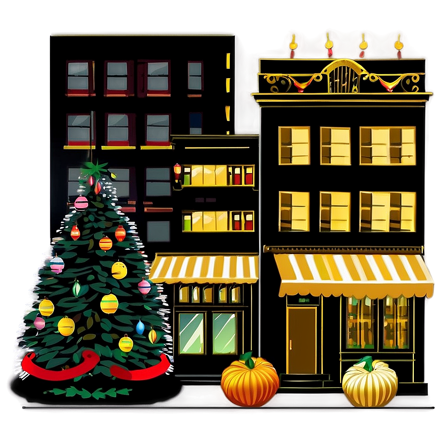 City Street With Seasonal Decorations Png Opp88