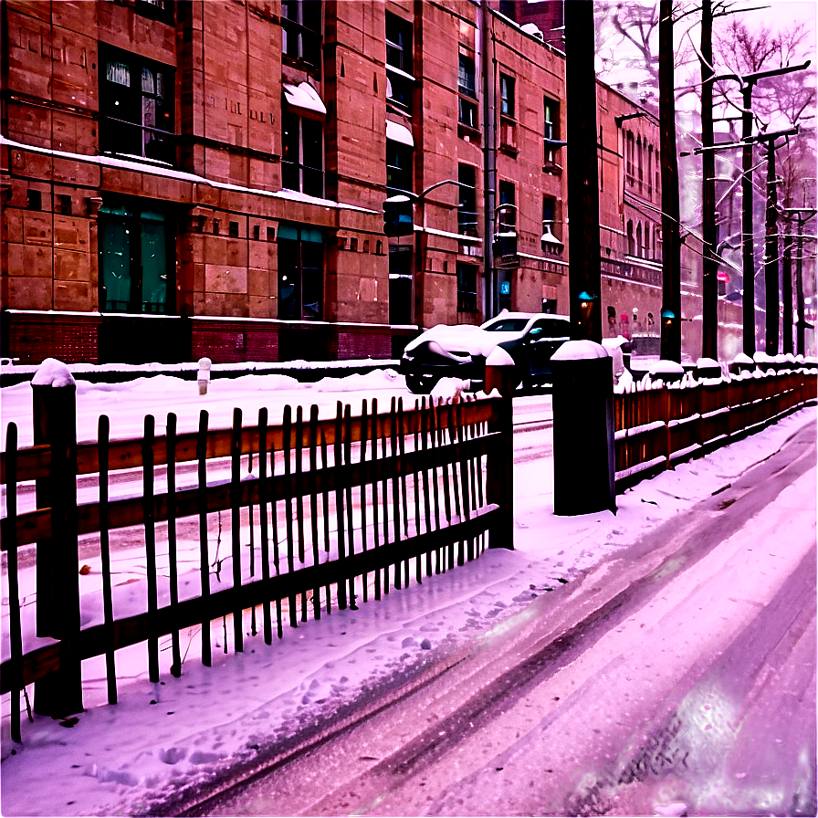 City Street With Snowfall Png Anb54