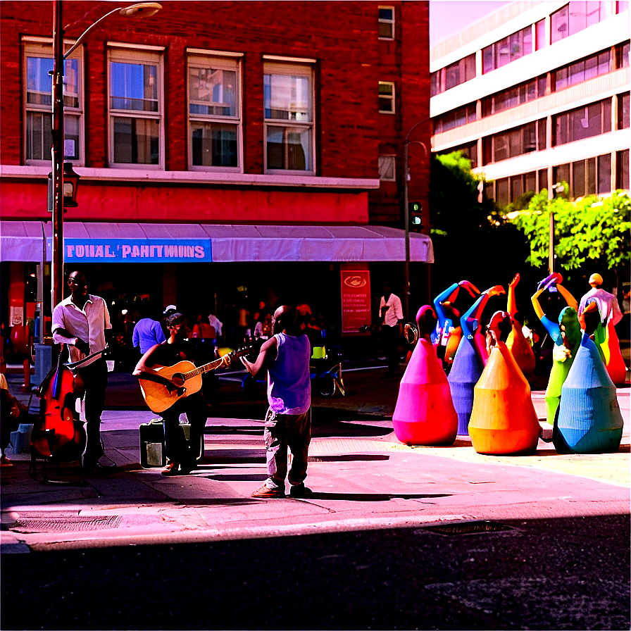 City Street With Street Performers Png Sqy91