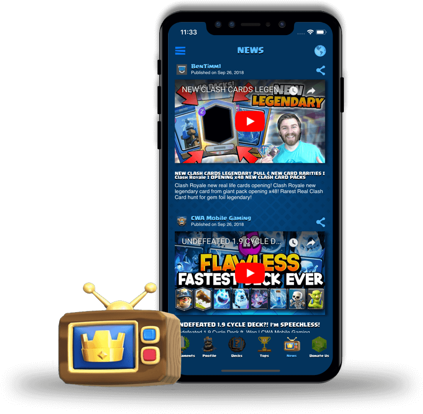 Clash Royale Content Creator Newsfeed Smartphone