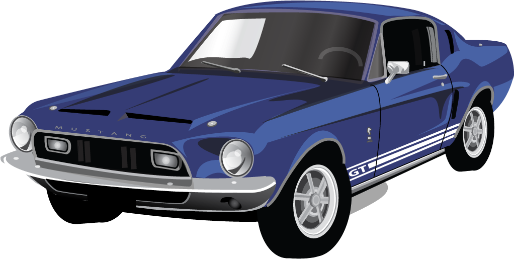 Classic Blue Ford Mustang G T Vector Illustration