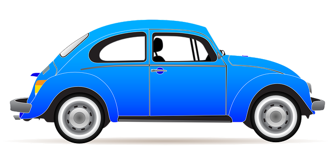 Classic Blue Volkswagen Beetle Illustration