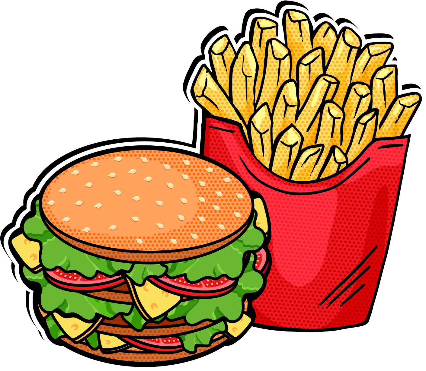 Classic Burgerand Fries Illustration