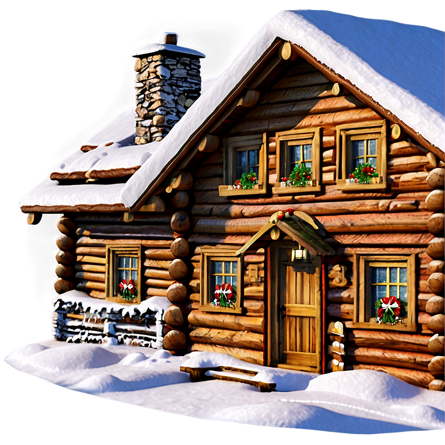 Classic Christmas Log Cabin Png 06252024