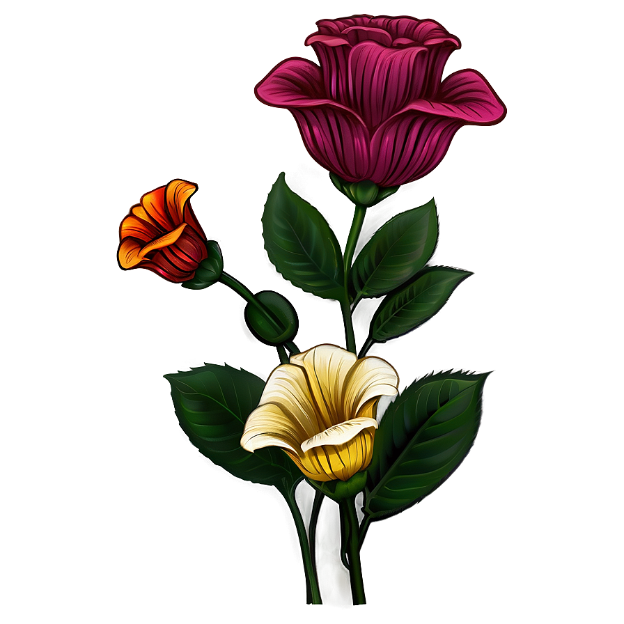 Classic Flower Illustration Png Uqa41