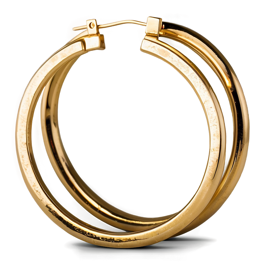 Classic Gold Hoop Earrings Png Btk