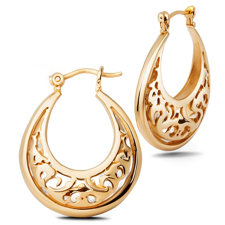 Classic Gold Hoop Earrings Png Lkm