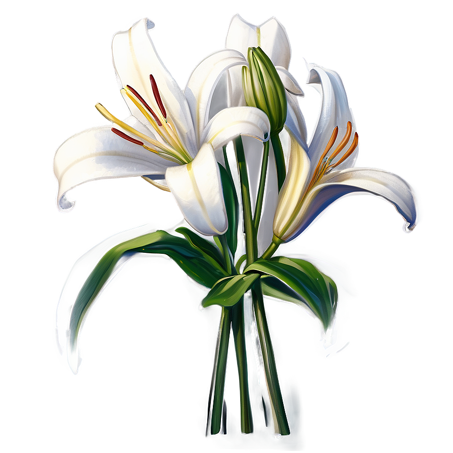 Classic Lilies Sketch Png 7