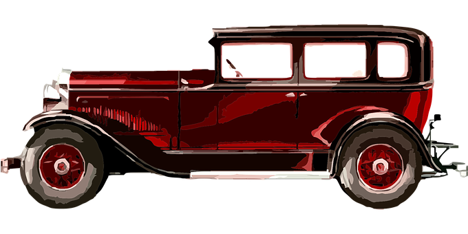 Classic Red Vintage Car Illustration