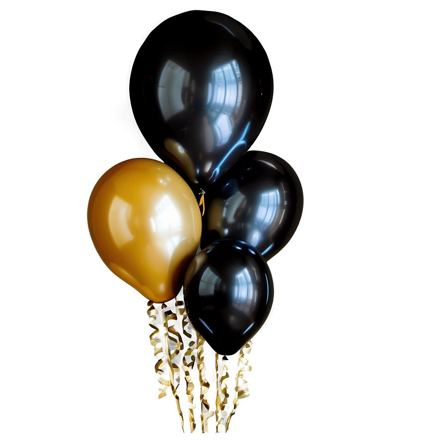 Classy Black And Gold Balloon Arrangement Png 06132024