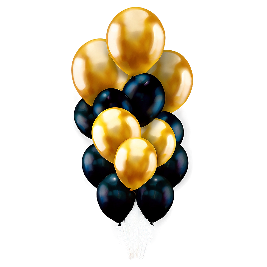 Classy Black And Gold Balloon Arrangement Png 37