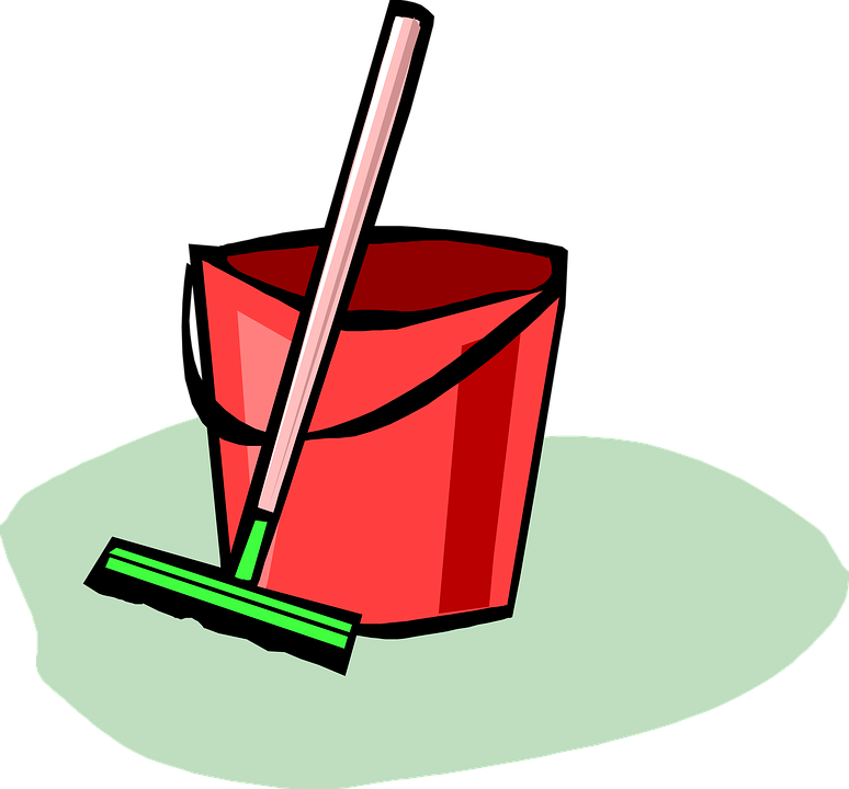 Cleaning Bucketand Mop Cartoon