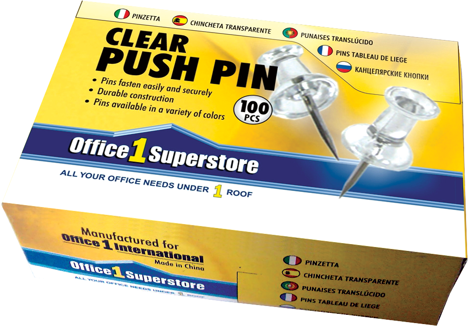 Clear Push Pins Packaging Office1 Superstore