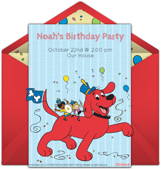 Clifford Birthday Party Invitation