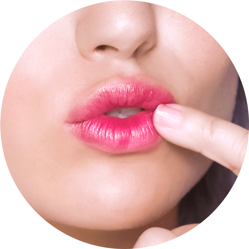 Close Up Pink Lipstick Finger Touch