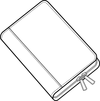 Closed Notebook Blackand White Illustration