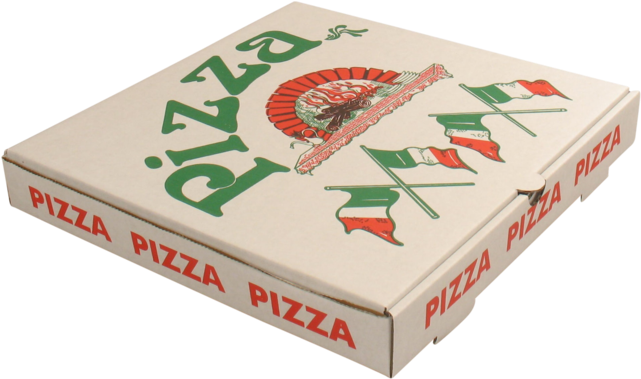 Closed Pizza Boxwith Italian Theme