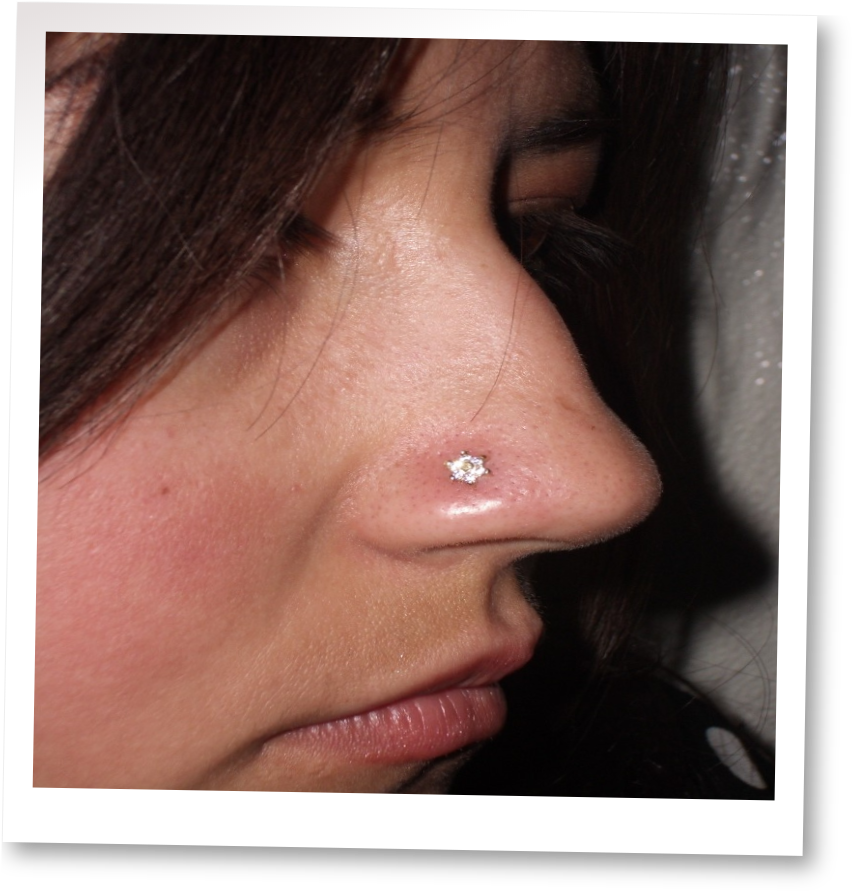 Closeup Nose Piercing Sparkling Stud