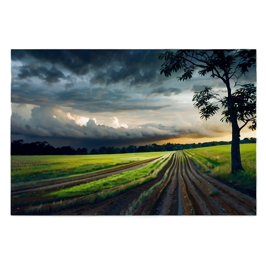 Cloudy Sky Over Fields Png Blt