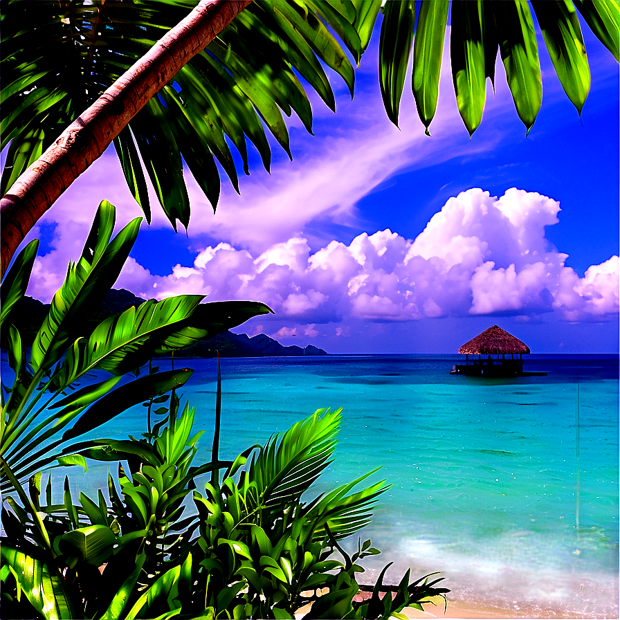 Cloudy Tropical Paradise Png 06252024