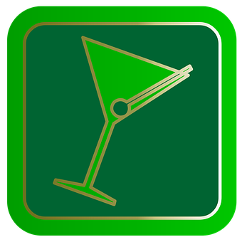 Cocktail Glass Icon Green Background