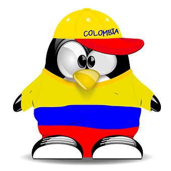 Colombian Themed Penguin Cartoon