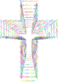 Colorful_ Abstract_ Curlicue_ Cross