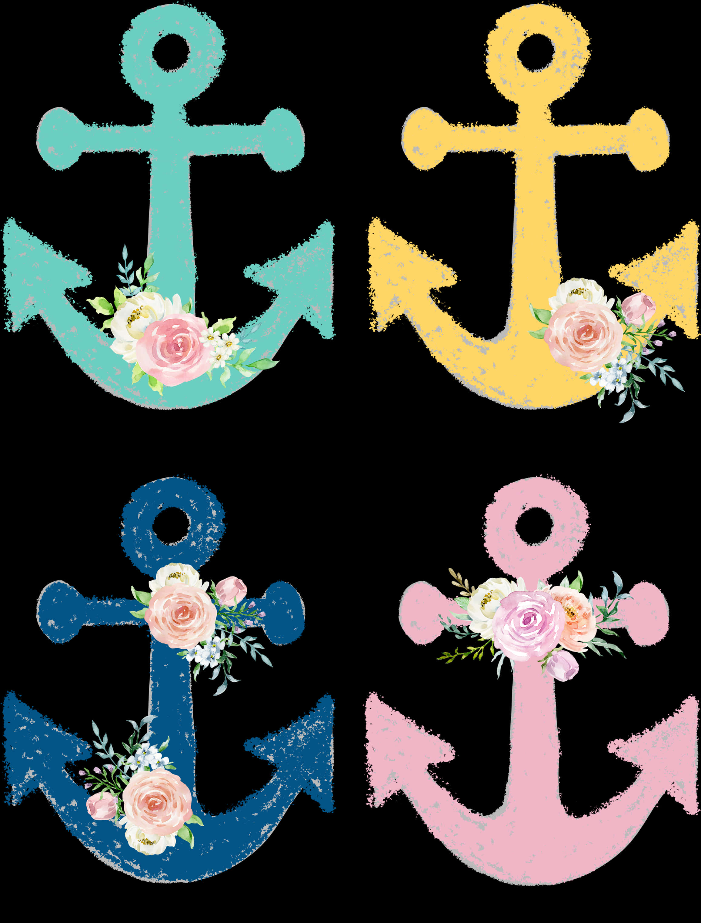 Colorful Anchorswith Floral Decorations