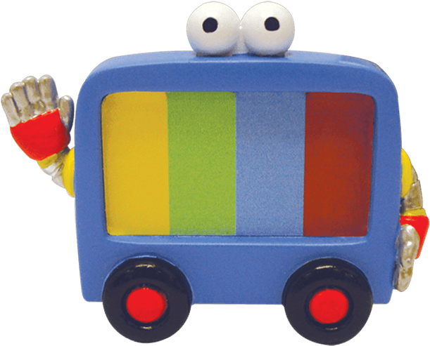 Colorful Animated Bus Character Waving