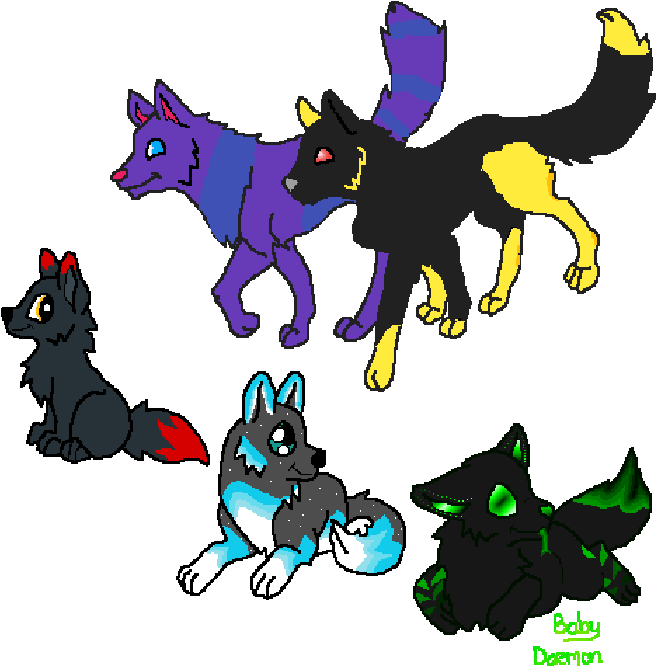 Colorful_ Animated_ Wolves