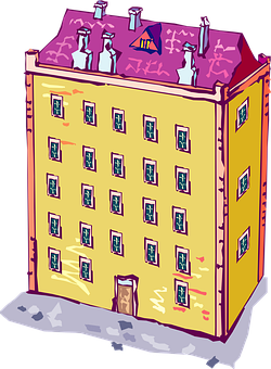 Colorful Apartment Building Cartoon