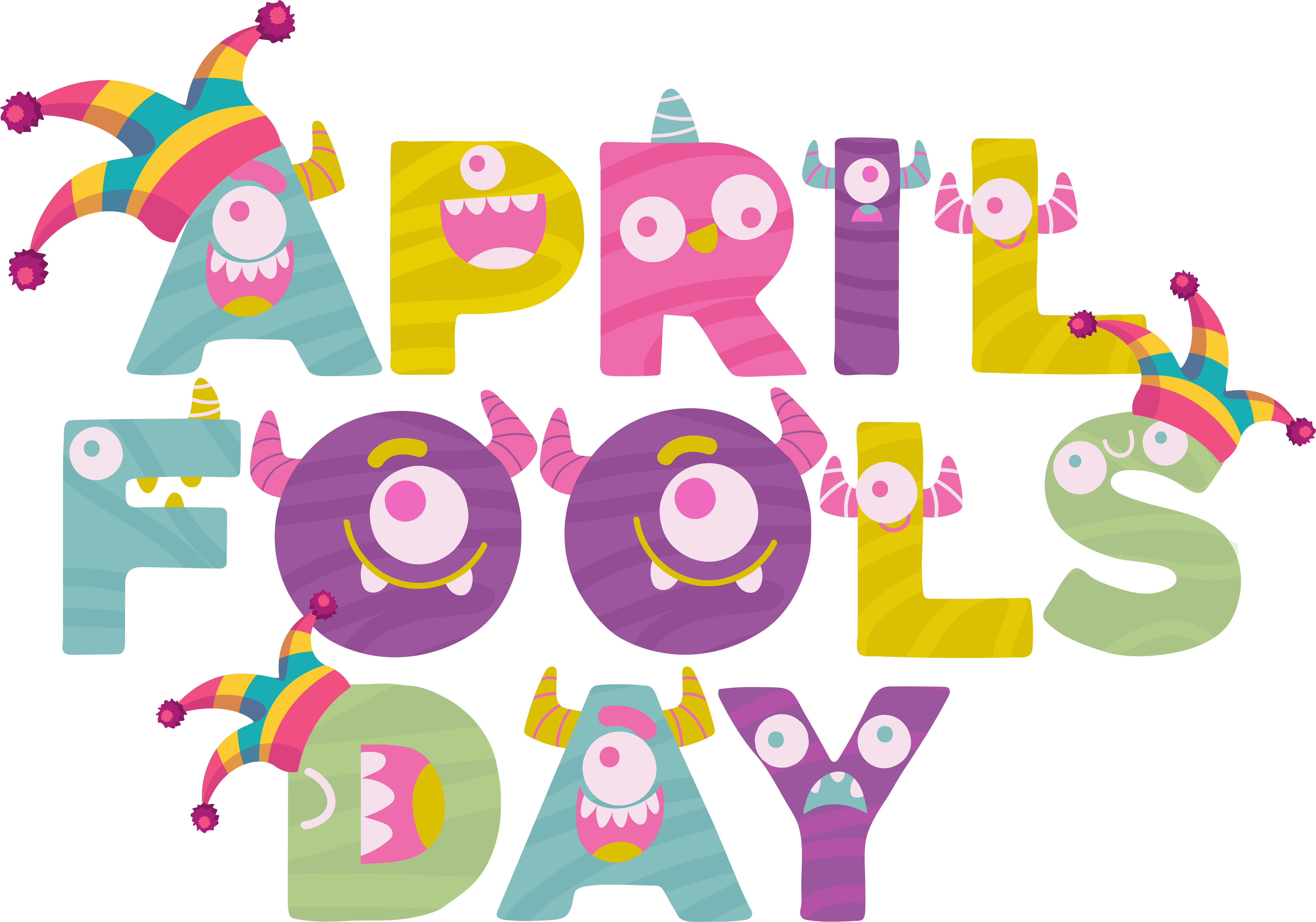 Colorful April Fools Day Text Illustration