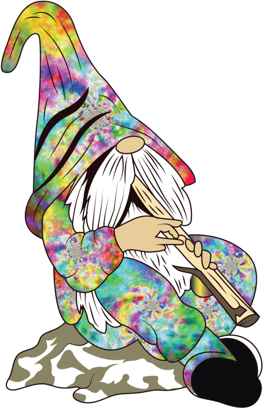 Colorful Aquarius Gnome Playing Flute