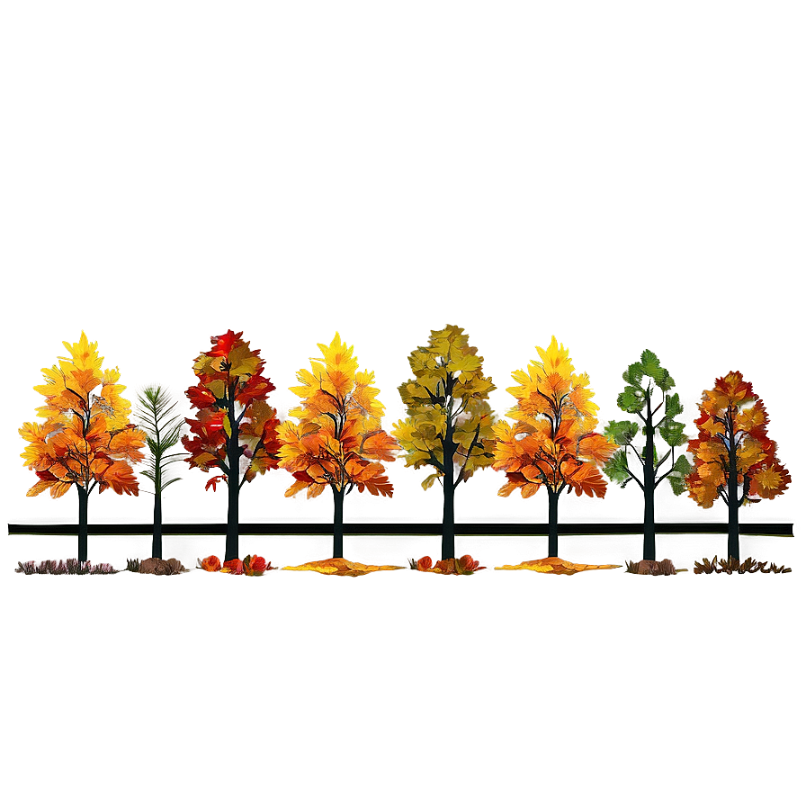 Colorful Autumn Trees Lineup Png 06212024