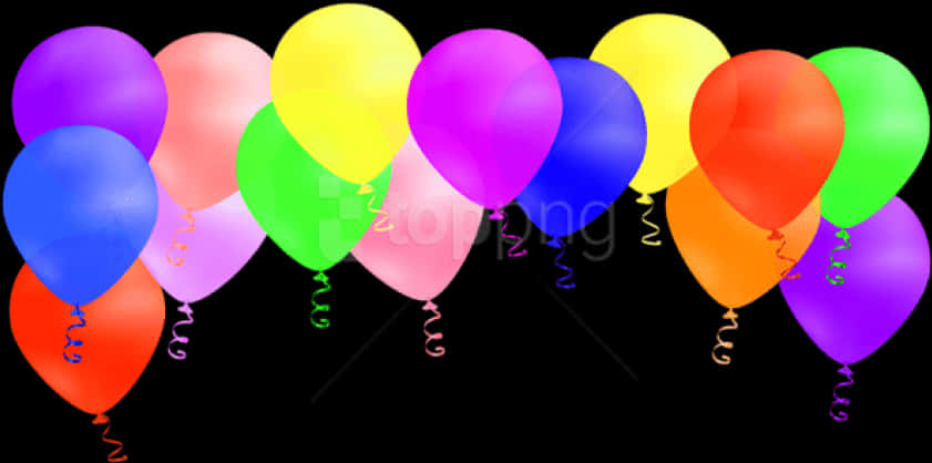 Colorful Balloons Black Background