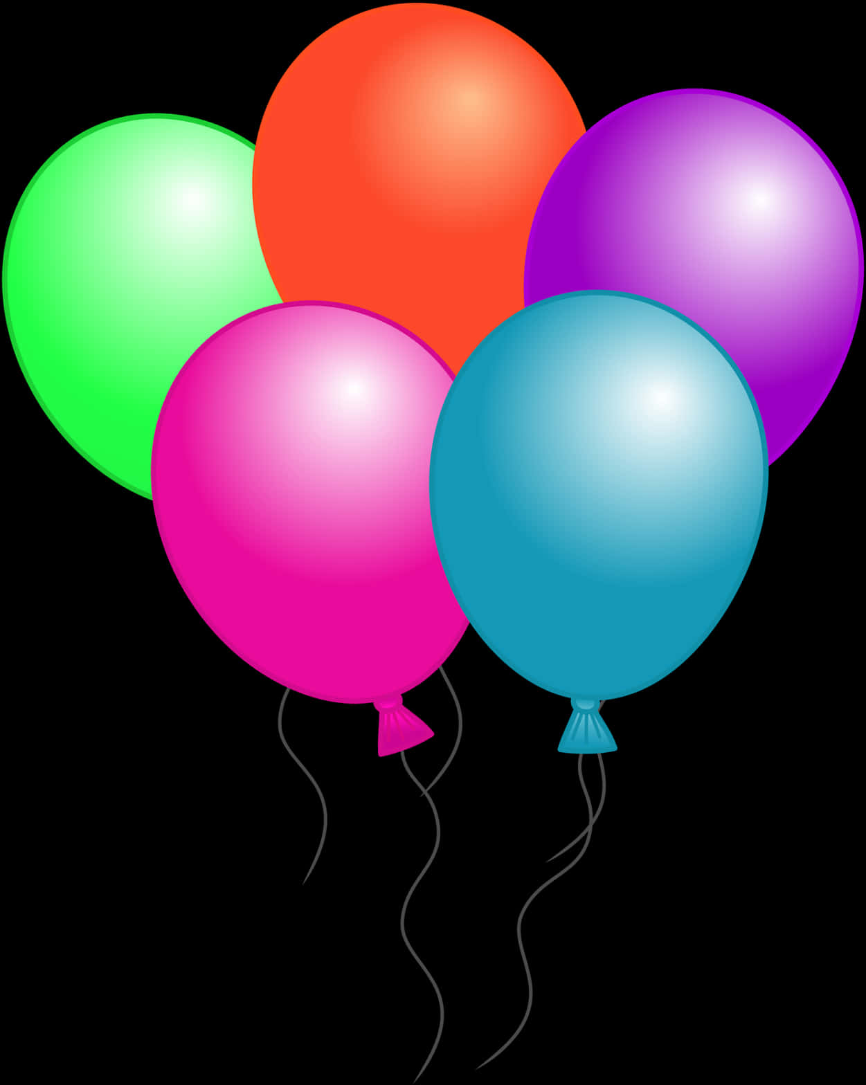 Colorful Balloons Black Background