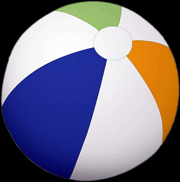 Colorful Beach Ball Isolatedon Black