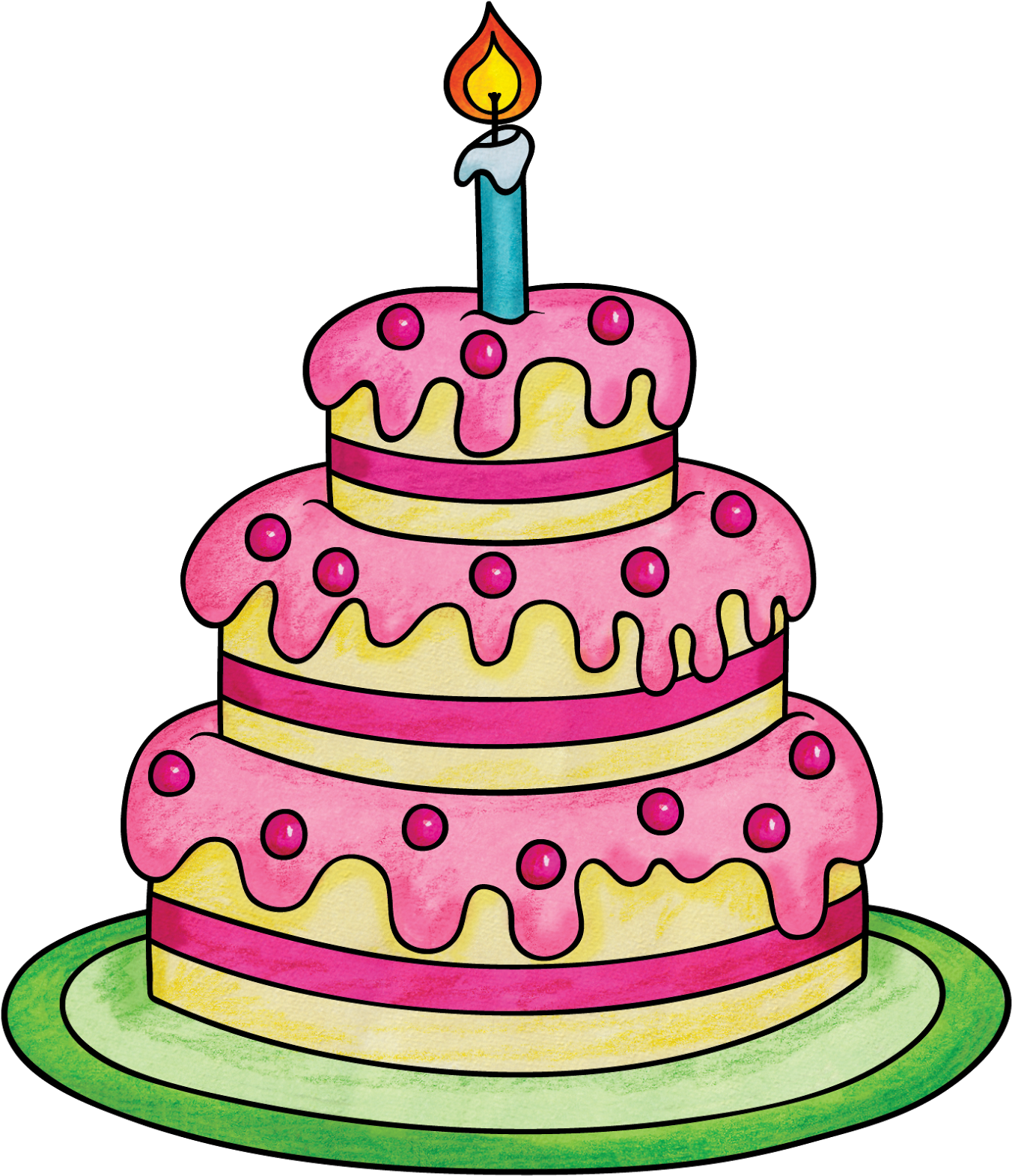 Colorful Birthday Cake Illustration