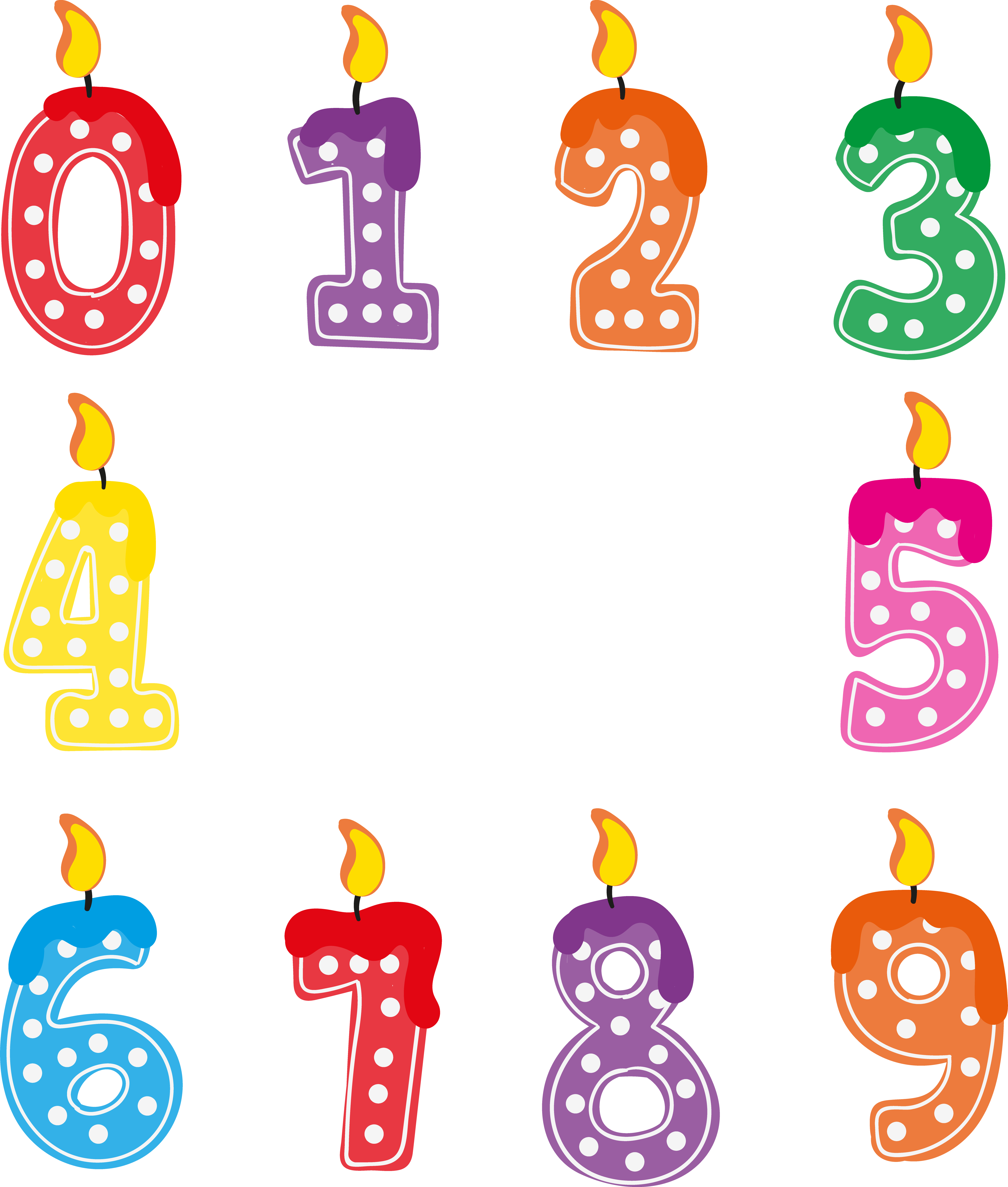 Colorful Birthday Candle Numbers