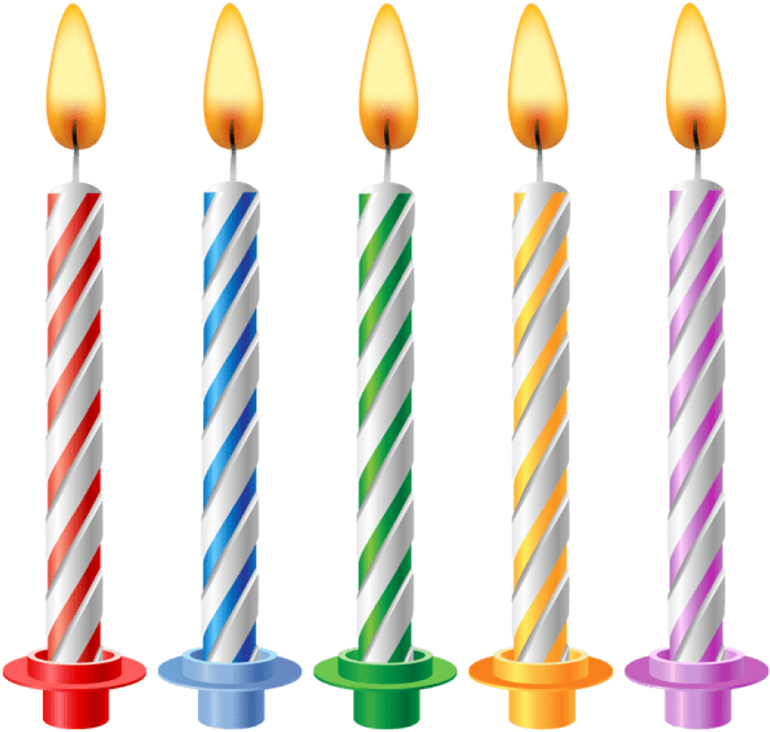 Colorful Birthday Candles Lit