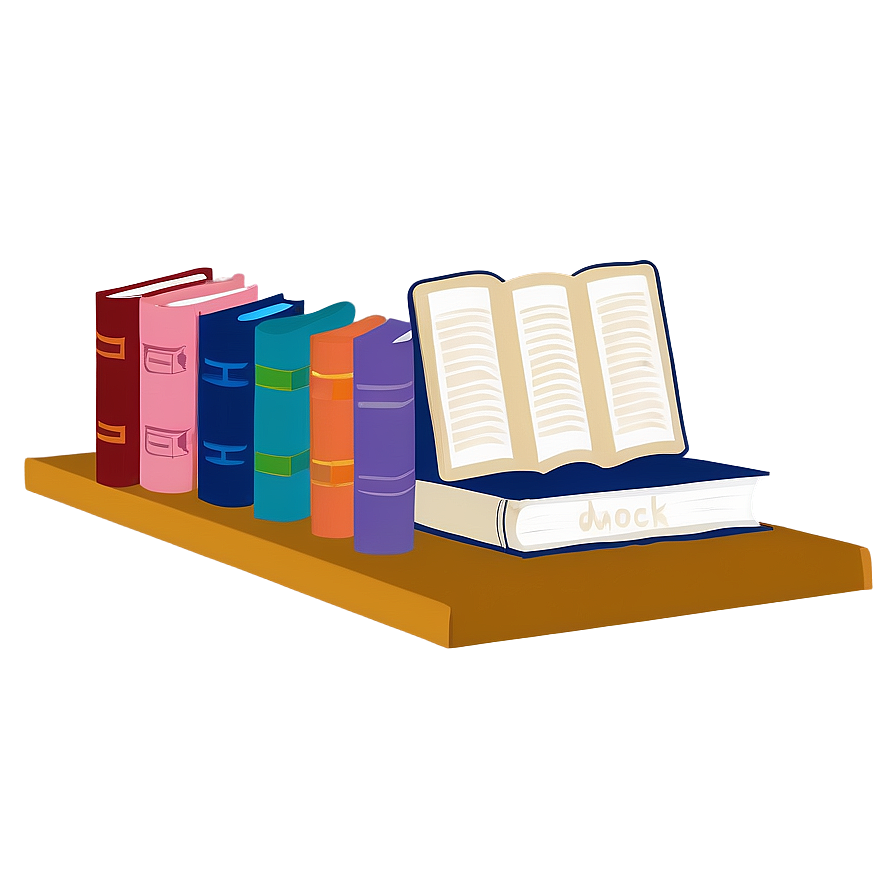 Colorful Books On Shelf Png 13