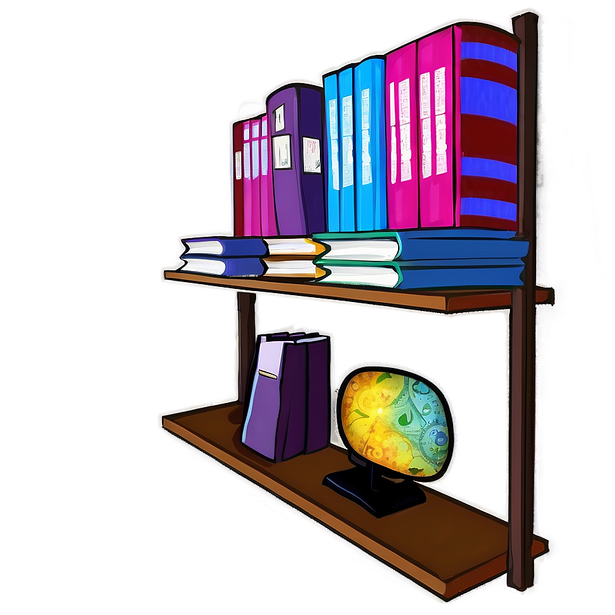 Colorful Books On Shelf Png Lbd