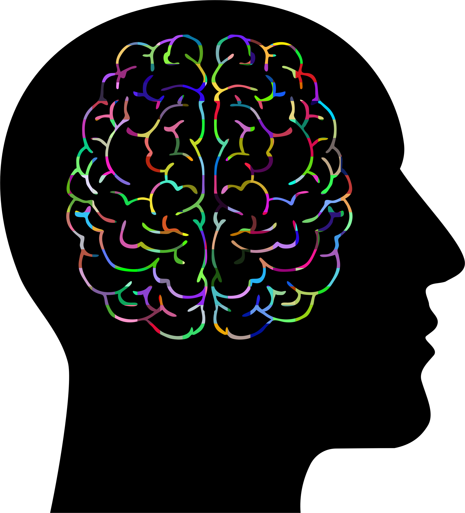 Colorful Brain Silhouette Clipart