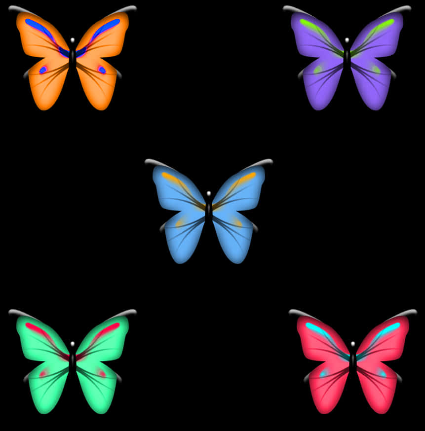 Colorful Butterfly Collection Transparent Background